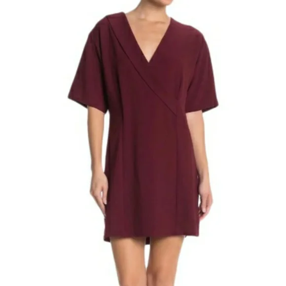 bobeau | Dresses | New Bobeau Faux Wrap Shift Loose Fit Maroon Dress |  Poshmark